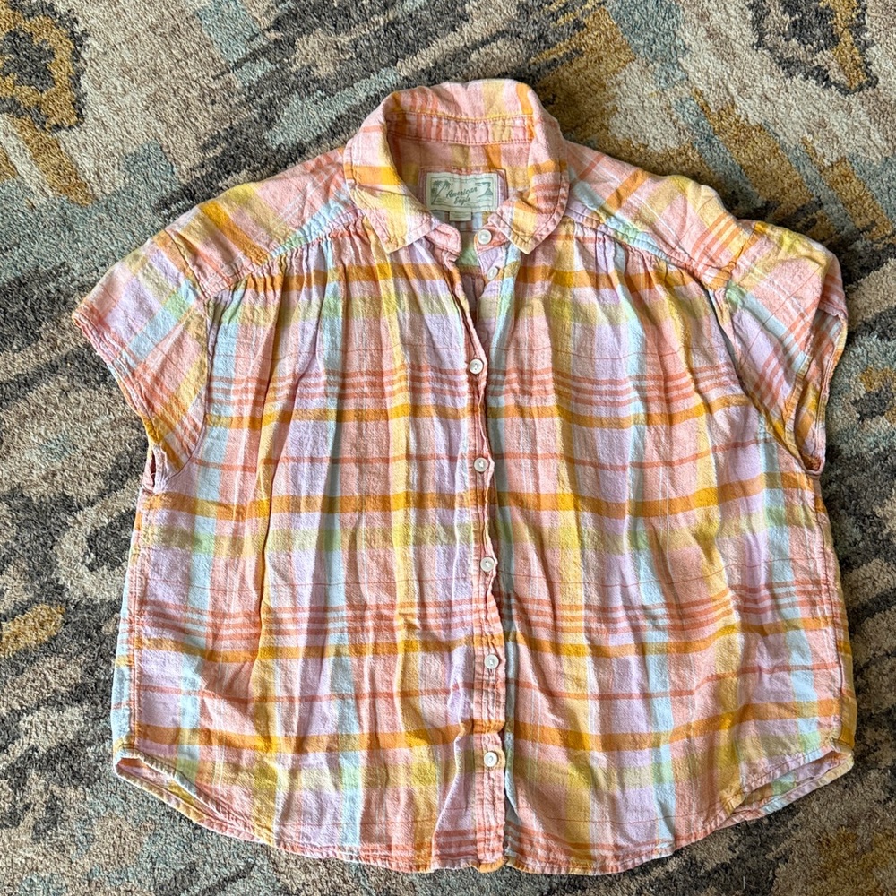 American Eagle Outfitters Multicolor Plaid Button Down Shirt